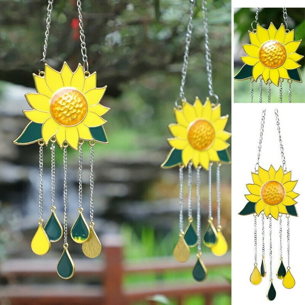 Flower Ornament Glass Metal Hanging Bell NEW door chime wind suncatcher garden Flower Ornament Glass Metal Hanging Bell NEW door chime wind suncatcher garden